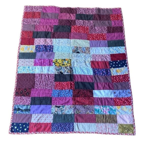 Vintage Handmade Baby Quilt clowns circus lap blanket 32x40 - Picture 1 of 7